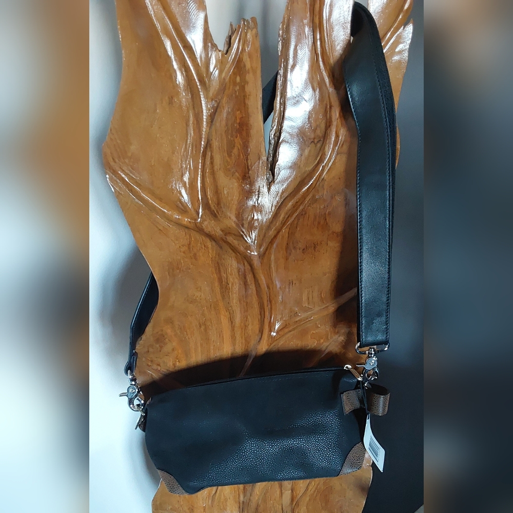 MENS FAUX PEBBLE LEATHER MESSENGER BAG - Picture 2 of 6